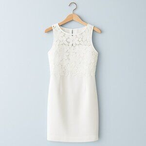 FOREVER 21 Ivory Floral Lace Sheath Sleeveless Dress - Size Medium